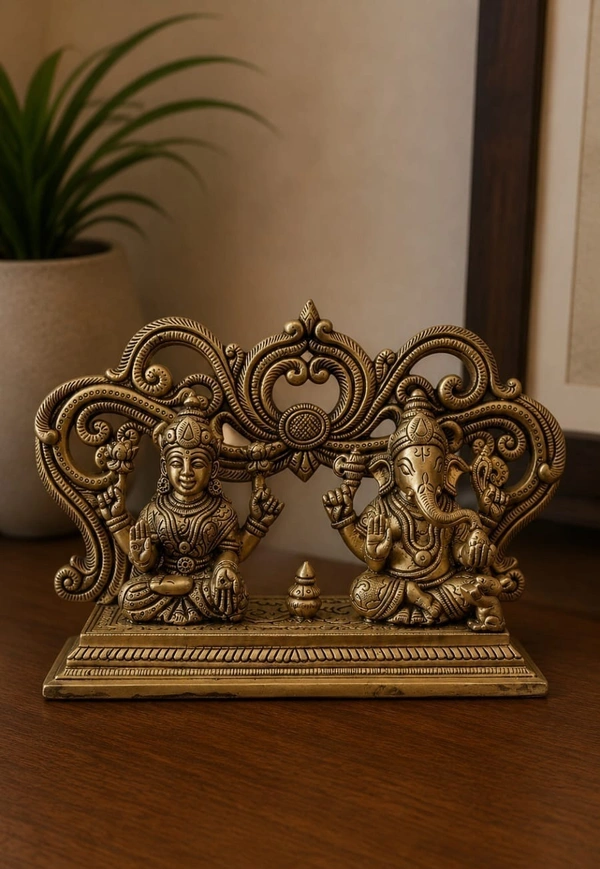 GS Decors Brass Lakshmi Ganesha 6''