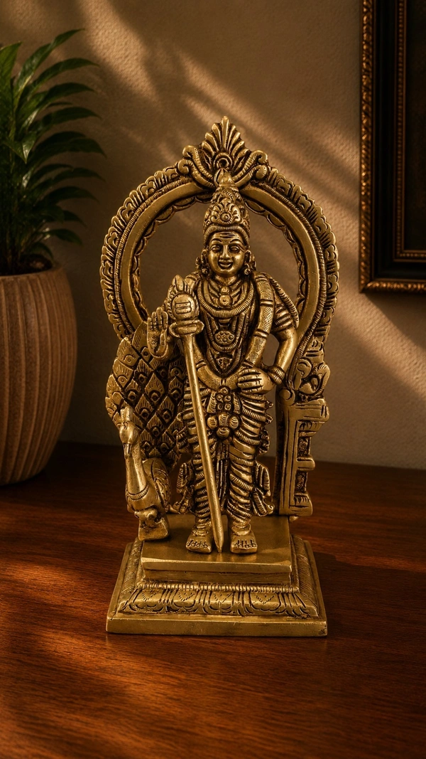 GS Decors Brass Murugan with Thiruvachi 8.5''