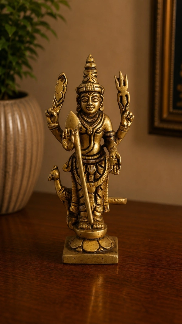 GS Decors Brass Murugan Statue B 5.2''