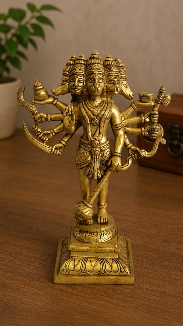 GS Decors Brass Panchamuga Hanuman 10''