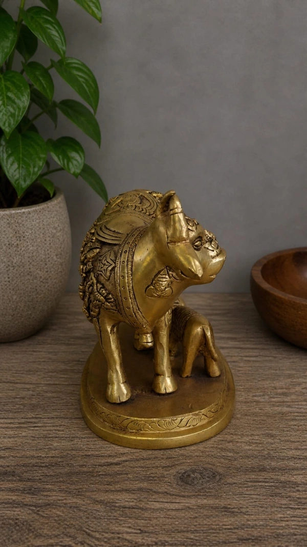 GS Decors Brass Cow And Calf 5''