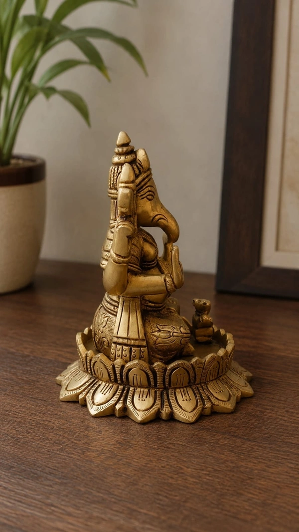 GS Decors Brass Lotus Ganesha 5.5''