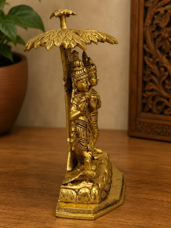 GS Decors Brass Radha Krishna Tree 13''