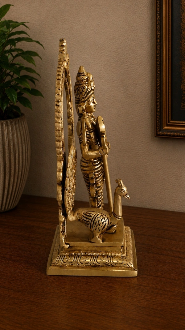 GS Decors Brass Murugan with Thiruvachi 8.5''