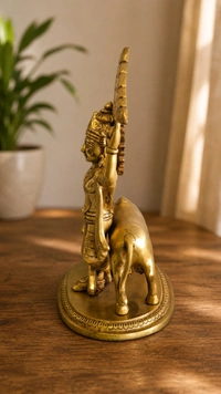 GS Decors Brass Cow Krishna Holding Govardhana mountain 11.5''