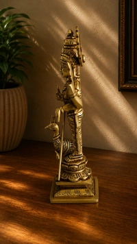 GS Decors Brass Murugan with Peacock 8''