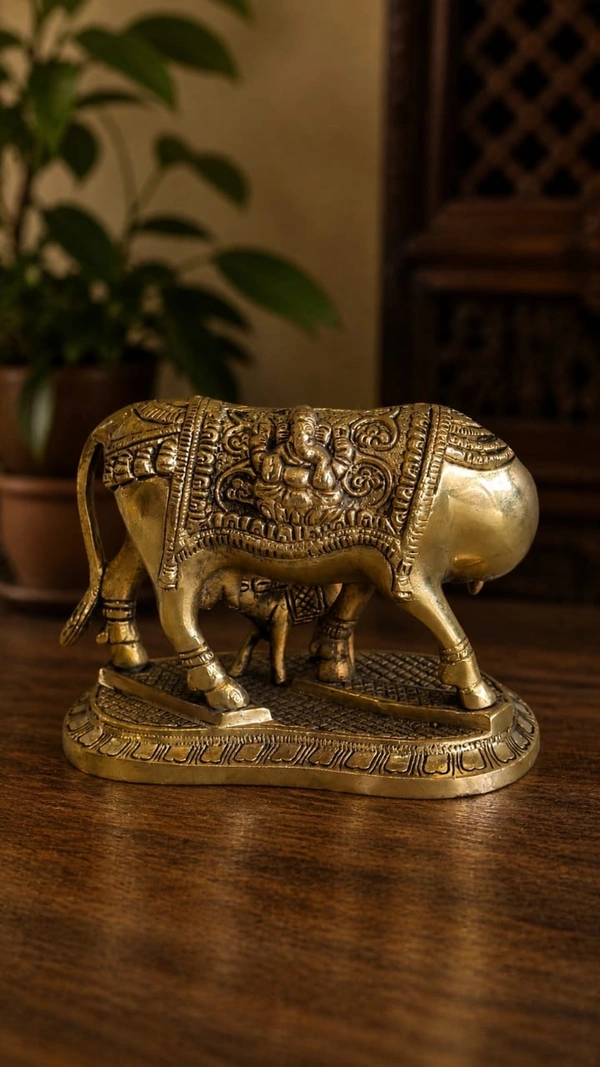 GS Decors Brass Cow And Calf 5''