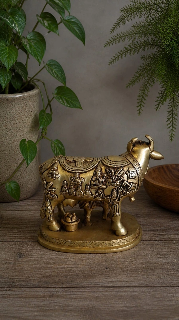 GS Decors Brass Cow And Calf 5''