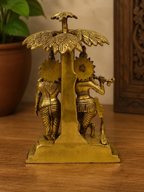 GS Decors Brass Radha Krishna Tree 13''