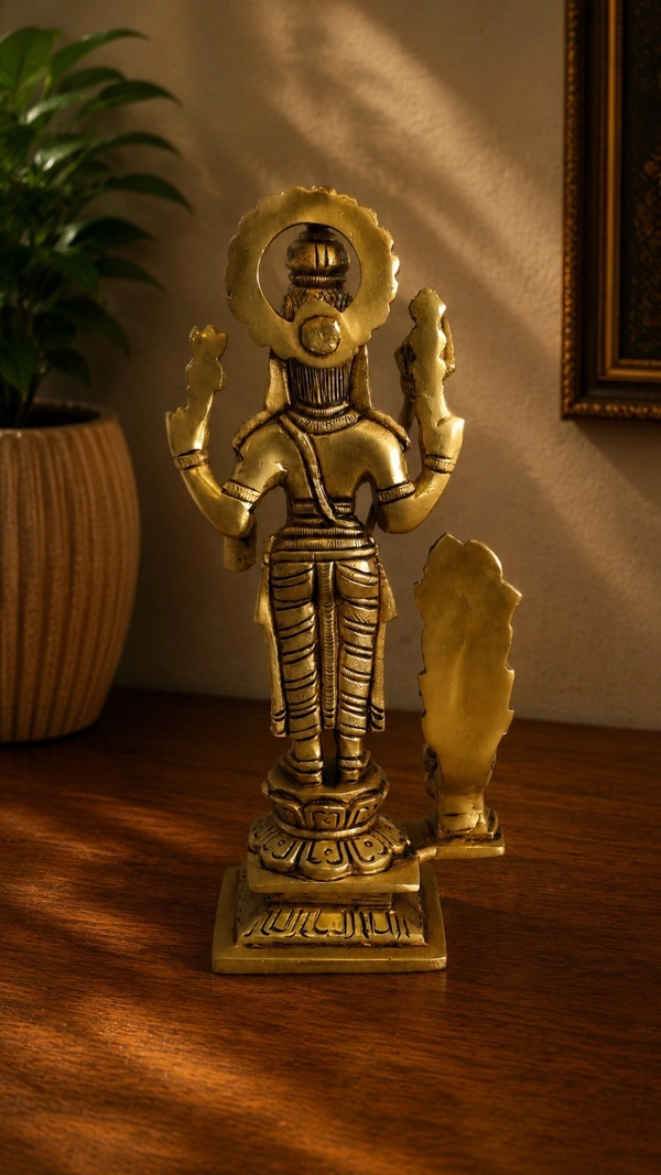 GS Decors Brass Murugan with Peacock 8''