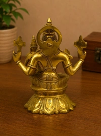 GS Decors Brass Vishnu Lakshmi on Lotus Base 10''
