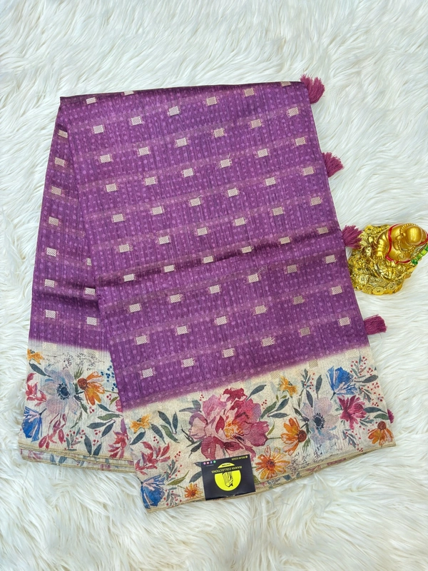 Tussar Zari Silk - Plum