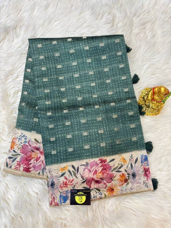 Tussar Zari Silk - Teal