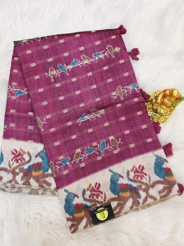 TUSSAR ZARI SILK - Plum