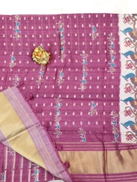 TUSSAR ZARI SILK - Plum