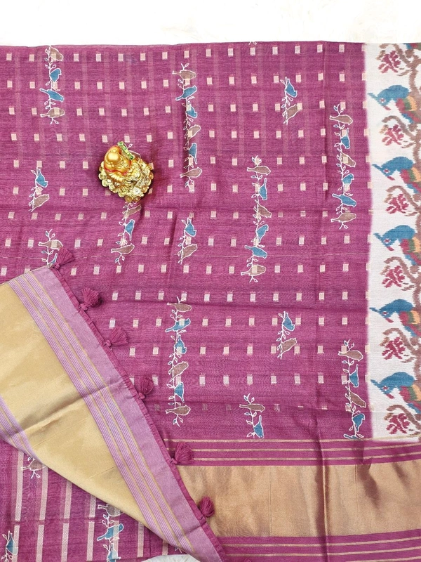 TUSSAR ZARI SILK - Plum