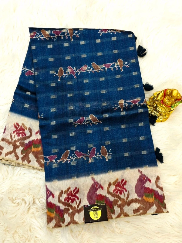 TUSSAR ZARI SILK - Smalt
