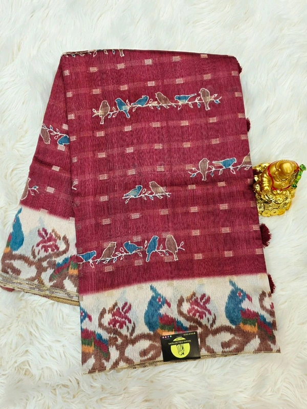 TUSSAR ZARI SILK - Cerise Red