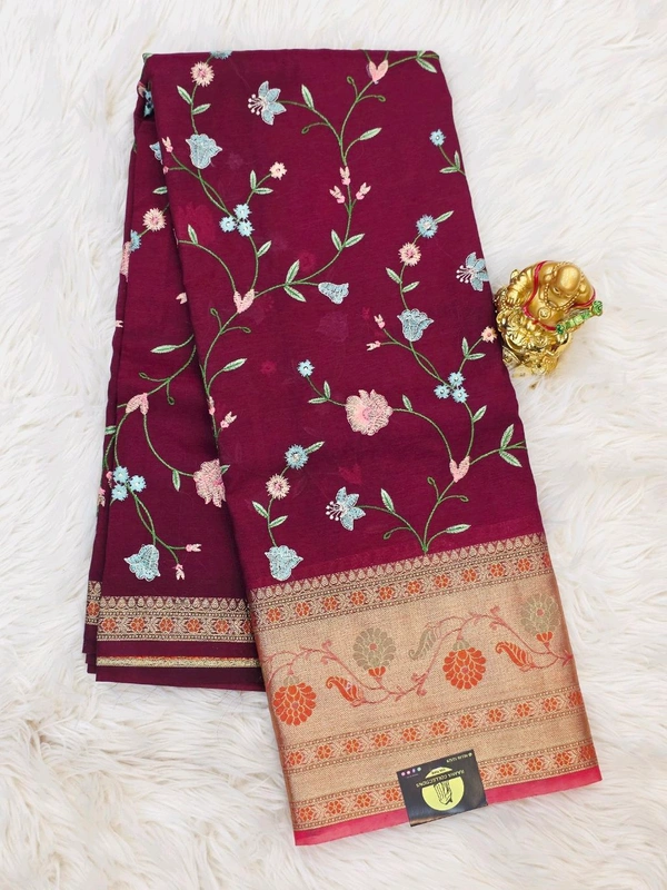 BANARAS EMBROID JALL - Plum