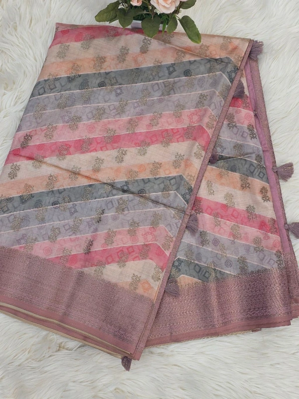BAMBOO SILK ANTIQUE ZARI - Tickle Me Pink