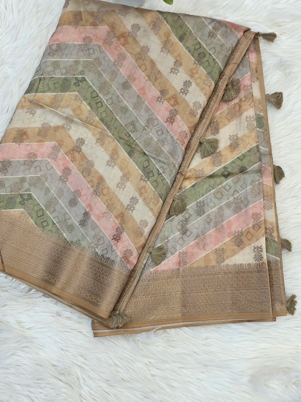 BAMBOO SILK ANTIQUE ZARI - Mustard Yellow