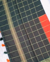 SEMI MYSORE SILK - ORANGE & BOTTLE GREEN