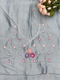 GEORGETTE FLORAL EMBROID - GREY