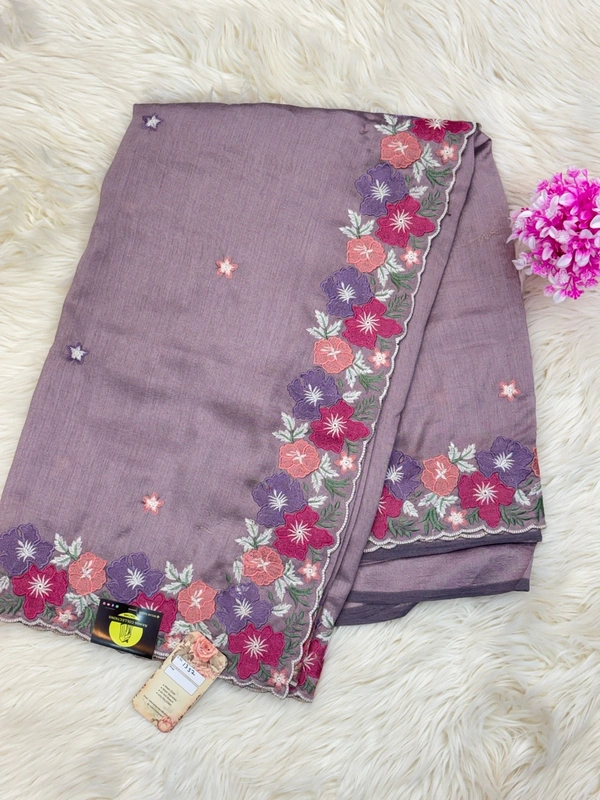GEORGETTE FLORAL EMBROID - LAVENDER