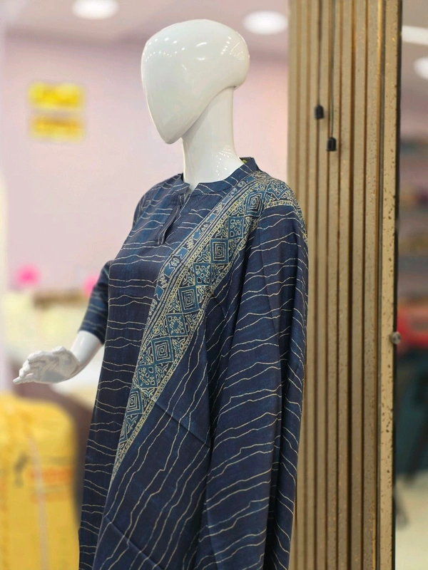 MANIPURI SILK KURTI - S, Navy Blue