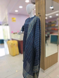 MANIPURI SILK KURTI - L, Navy Blue