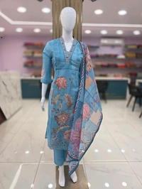 JAIPUR COTTON KURTI - L, Dodger Blue