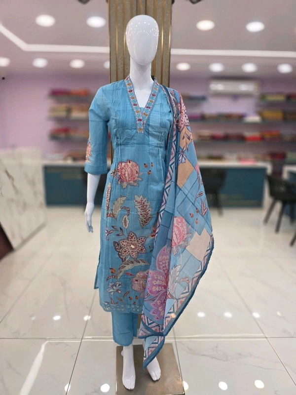 JAIPUR COTTON KURTI - XL, Dodger Blue
