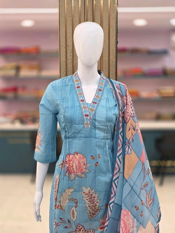 JAIPUR COTTON KURTI - XXL, Dodger Blue