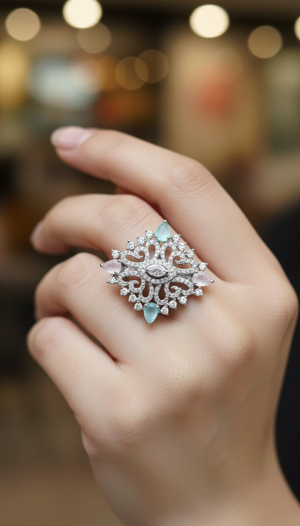 BH0677 : Women's Stylish Finger Rings Collection | Adjustable, Stone Studded, Designer, Party Wear & Daily Wear Rings - Free Size