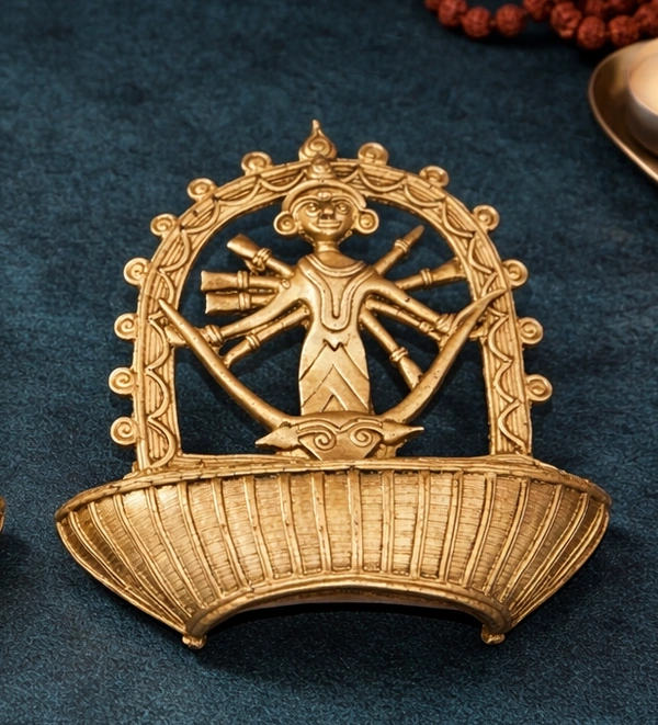 H0337 : Dokra Tribal Goddess Wall Hanging – Handmade Metal Art
