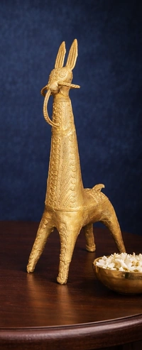 BH0341 : Handcrafted Dokra Horse Figurine – Traditional Tribal Brass Art Decor