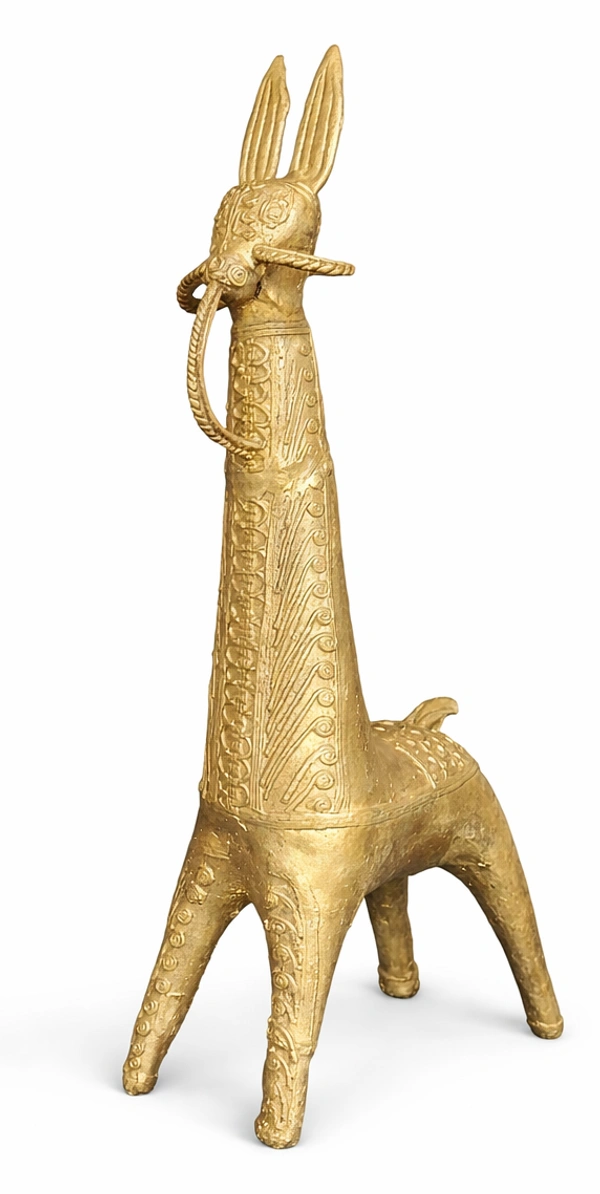 BH0341 : Handcrafted Dokra Horse Figurine – Traditional Tribal Brass Art Decor