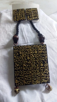 BH167 : Handcrafted Paper Wood & Clay Necklace Set with Earrings | Eco-Friendly Artisan Jewelry | Traditional Handmade Statement Set for Women