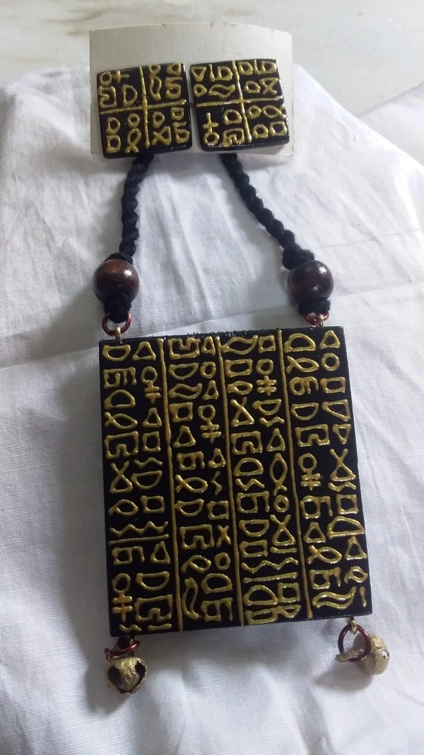 BH167 : Handcrafted Paper Wood & Clay Necklace Set with Earrings | Eco-Friendly Artisan Jewelry | Traditional Handmade Statement Set for Women