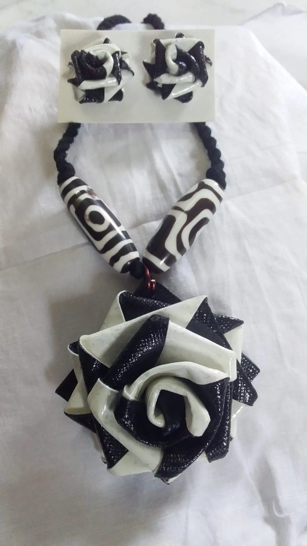BH168 : Handcrafted Paper Wood & Clay Necklace Set with Earrings | Eco-Friendly Artisan Jewelry | Traditional Handmade Statement Set for Women