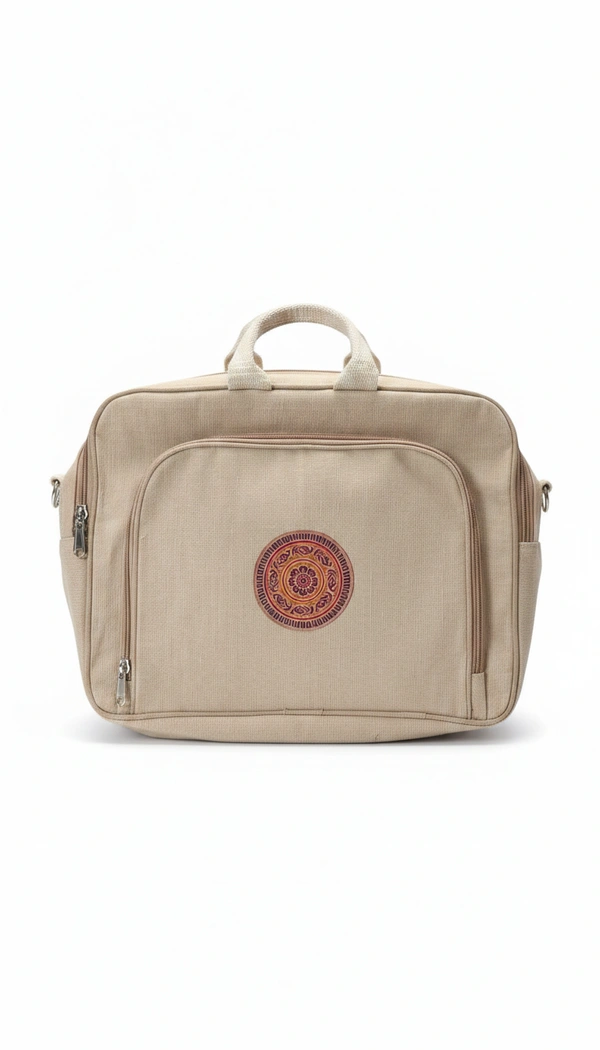 BH208 : Handcrafted Jute Cotton Laptop Case Bag | Eco-Friendly Office Sleeve | Stylish Handmade Laptop Cover for Men & Women