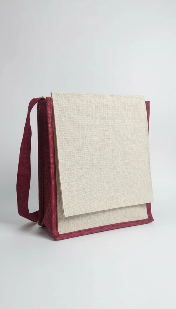 BH210 : Handcrafted Pure Jute Side Bag with Flap Closure | Eco-Friendly Sling Bag | Bengali Artisan Handmade Shoulder Bag for Daily Use