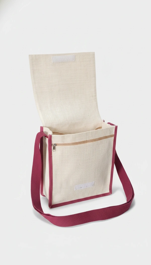 BH210 : Handcrafted Pure Jute Side Bag with Flap Closure | Eco-Friendly Sling Bag | Bengali Artisan Handmade Shoulder Bag for Daily Use