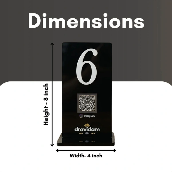 1 QR NFC Enabled Black Premium Tabletop Number Standee Pack for Restaurant & Cafe| Digital Menu|Set of 5