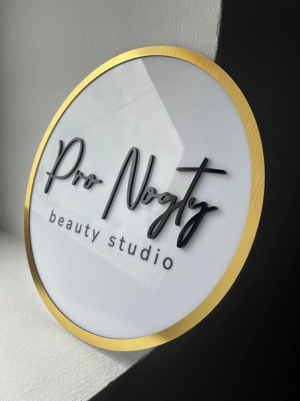 White and golden acyralic name plate 