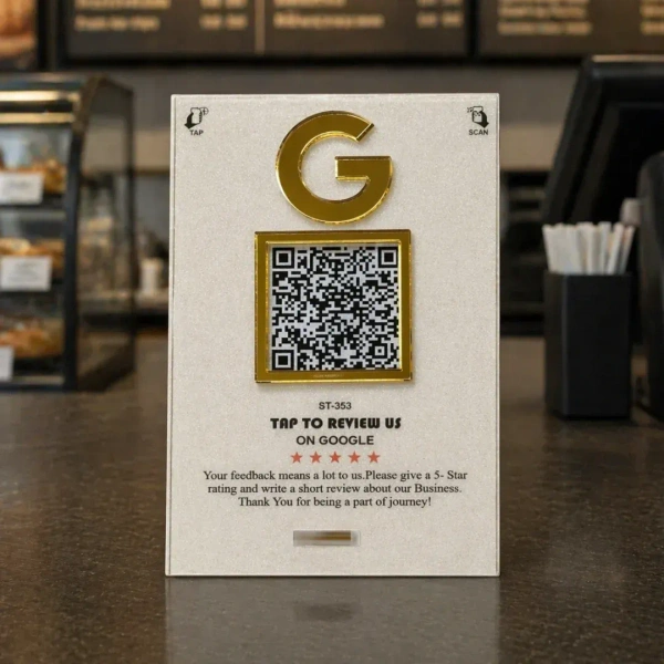 1 QR NFC Enabled 4x6 Frosted Premium Standee for Dental Clinic | Salon & Spa