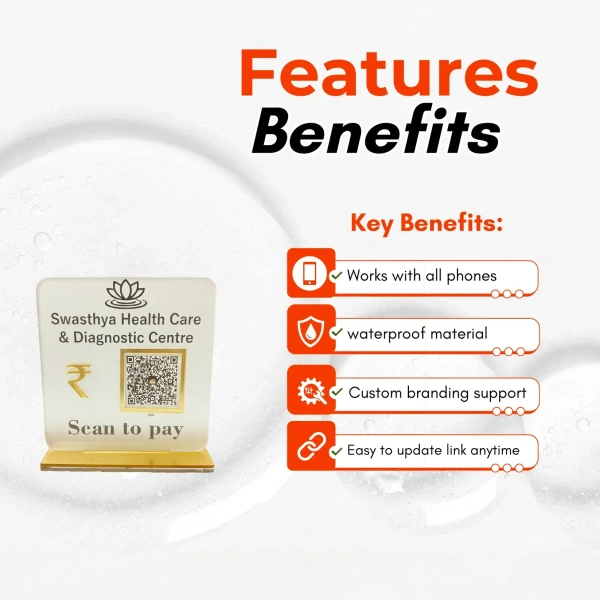 1 QR NFC Enabled Countertop Standee for Shops, Cafes, Clinics & Offices