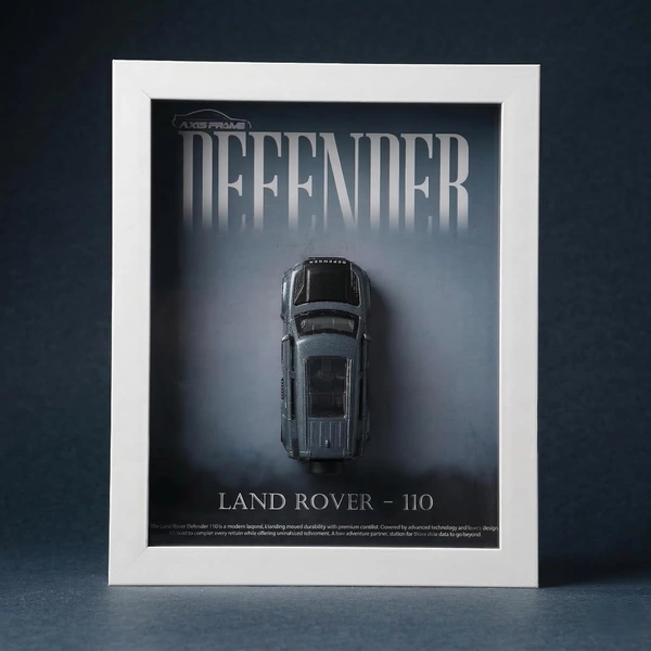 3D Car Frame – Land Rover Defender 110 Diecast Model | Wooden Frame with Acrylic Glass | Collectible Car Décor & Gift