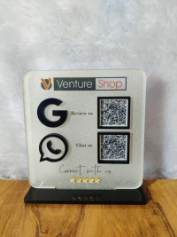 2 QR Frosted NFC Enabled Black Colour Icon Rounded Corner Standee