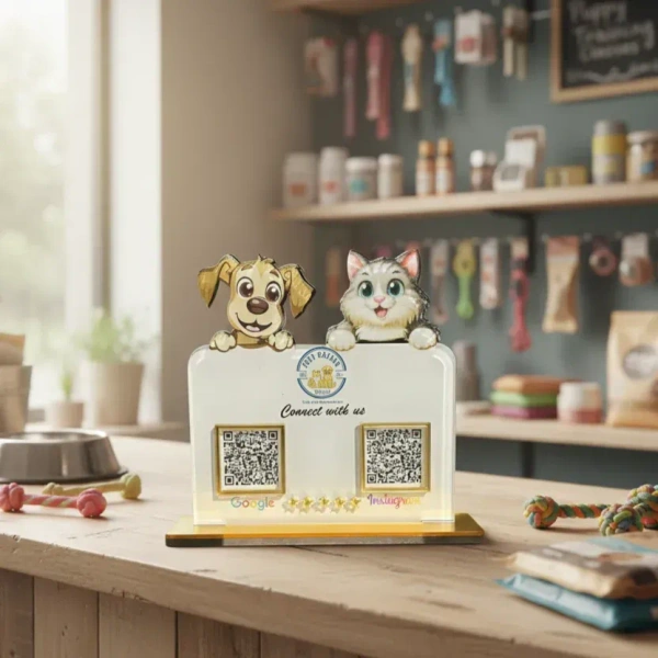 2 QR NFC Enabled Dog & Cat Cutout Standee for Pet Shop Pet Store & Pet Clinic